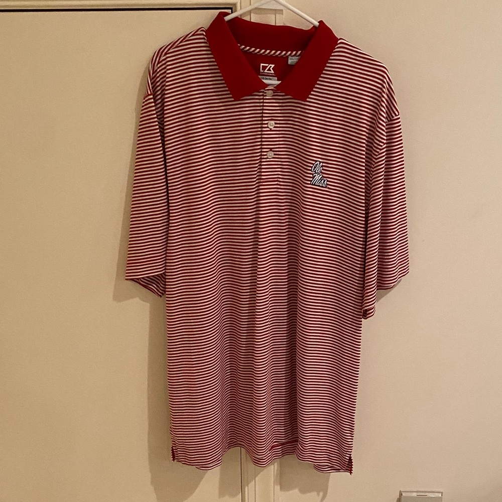 XXXL Cutter & Buck Ole Miss Men's Red Striped Polo Shirt